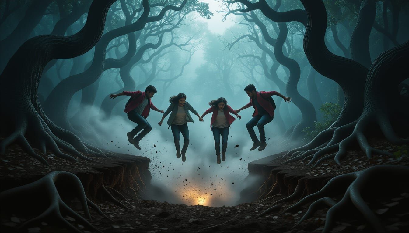 Forest Floor Cracks Open, Friends Fall into Abyss