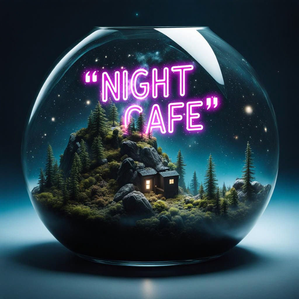 Gigantic Terrarium with Fjord Floating in Space