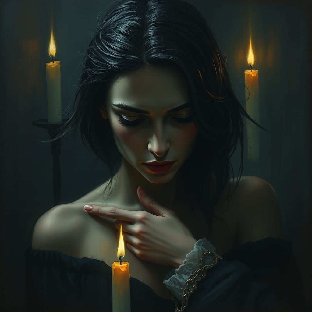 Mysterious Woman in Velvety Darkness