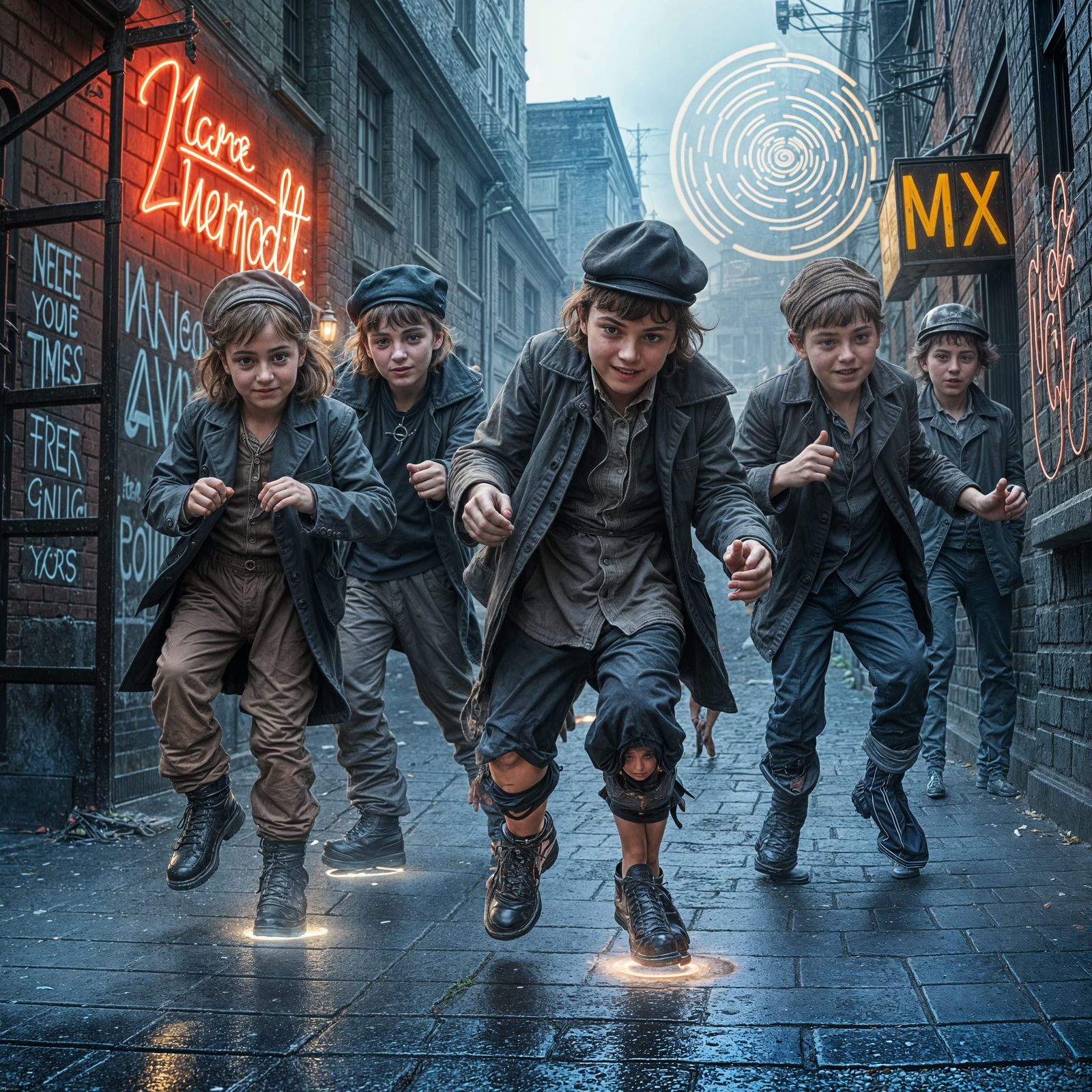 Victorian Urchins Dancing in a Futuristic Slum