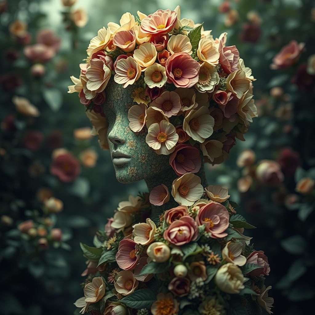 Floral Face: A Maximalist Digital Portrait