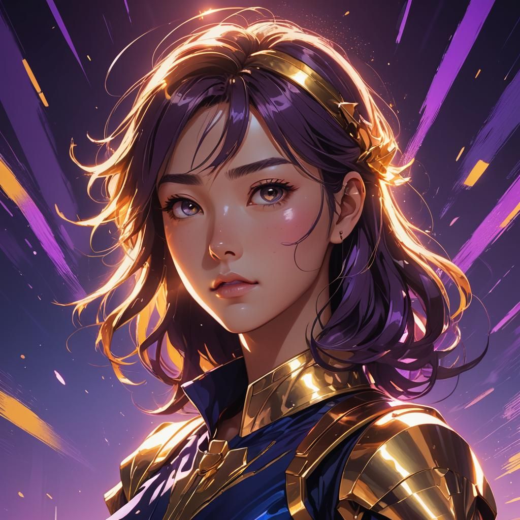 Anime Girl in Spotlight: Cel-Shaded Digital Art