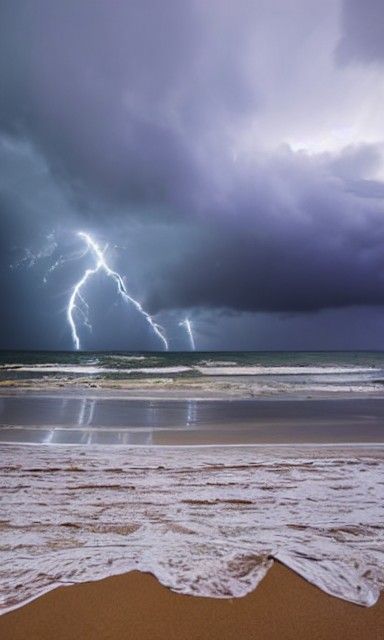 Dramatic Stormy Beach Scene
