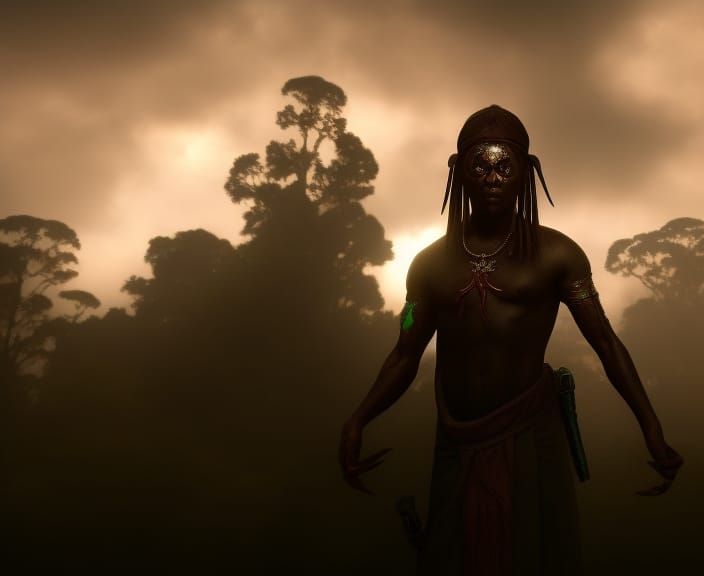 Sinister Brujo Portrait in Wicked Horror Style