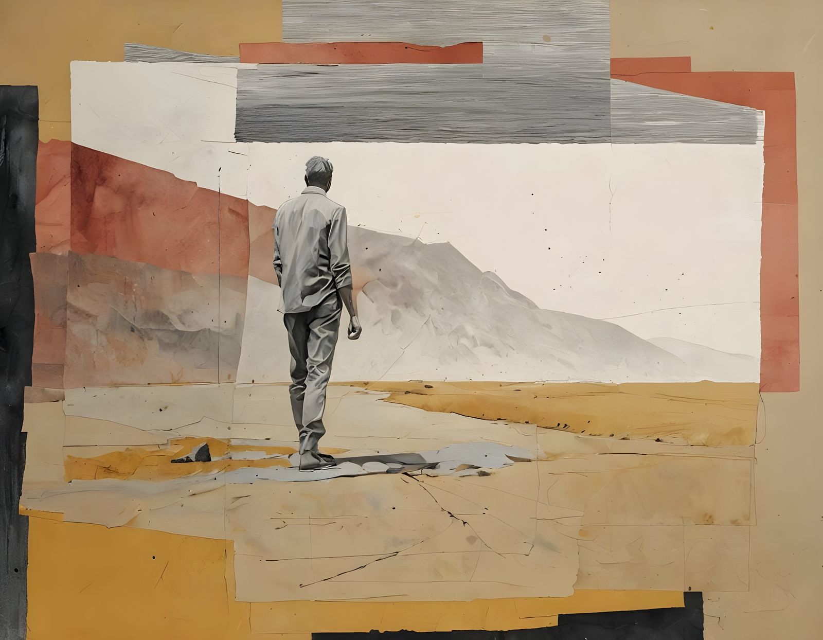 Dematerializing Figure in Muted Landscape