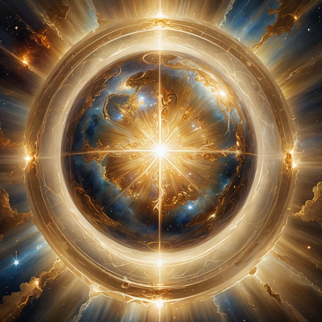 A majestic, divine light being created from pure energy, for...