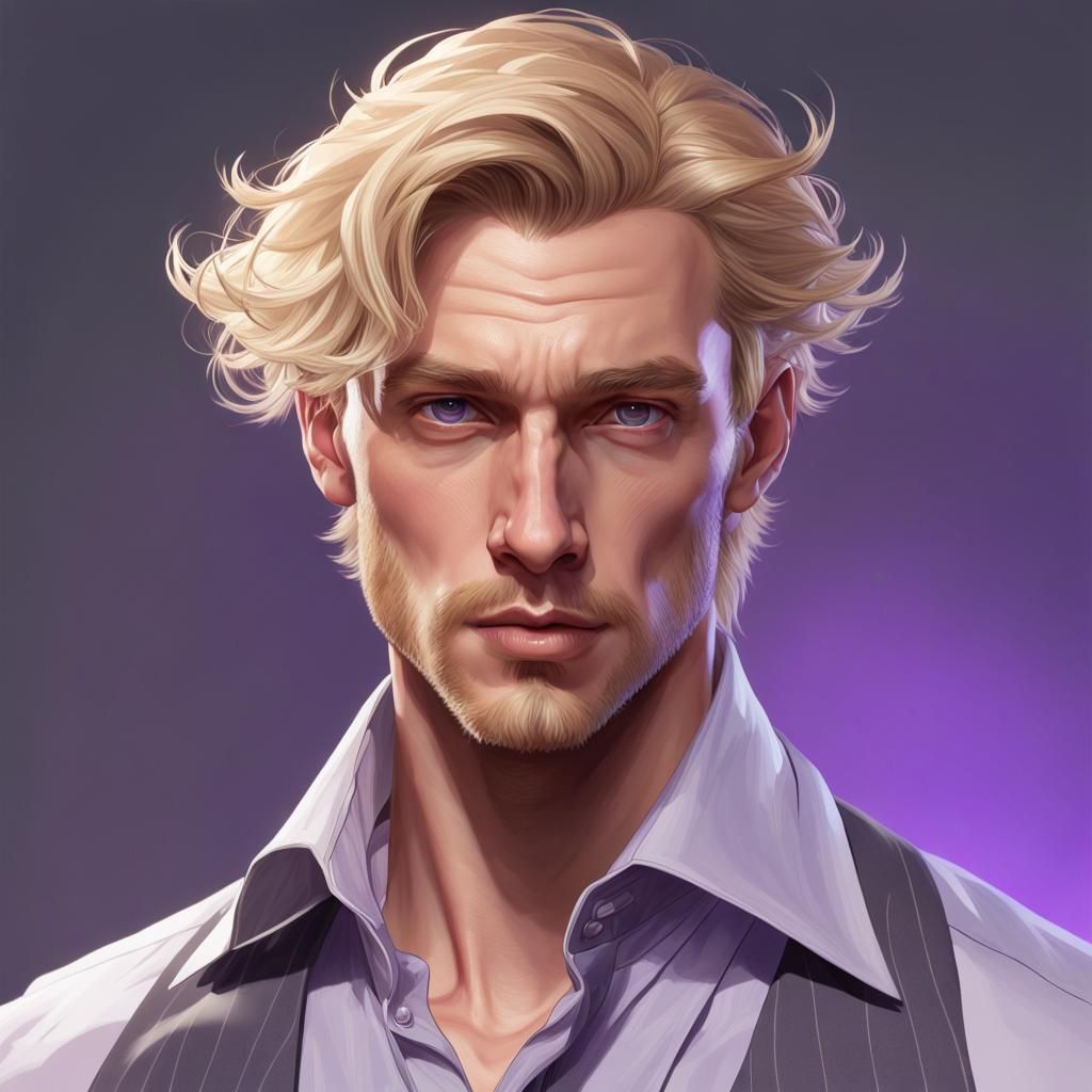 Cocky British Man Portrait in Hyperdetailed Digital Art