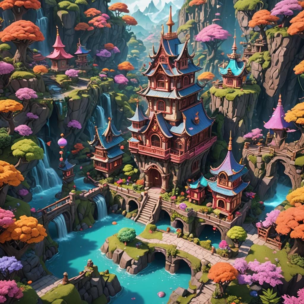 Kawaii Dreamland: Detailed Fantasy Matte Painting