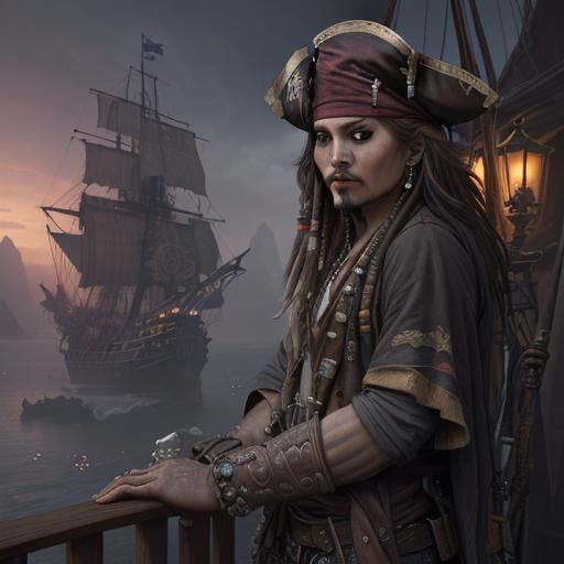 Detailed Matte Painting of Jack Sparrow