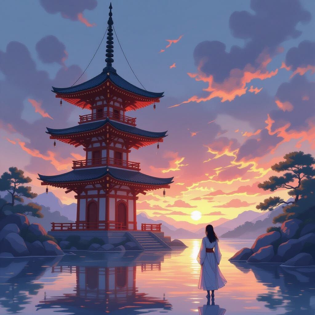 the shadow of the copper bell tower stretched across the eve...