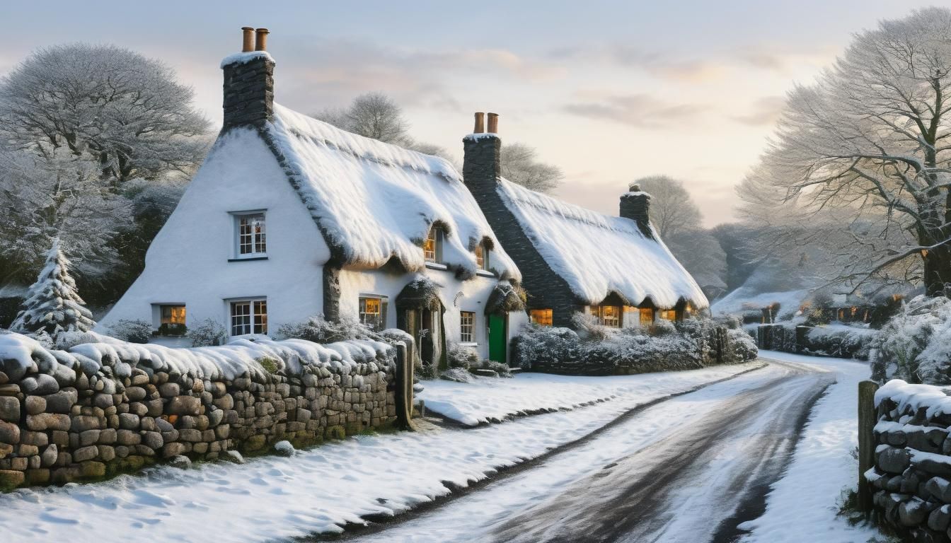 Christmas in Old Irish Country, Watercolor
