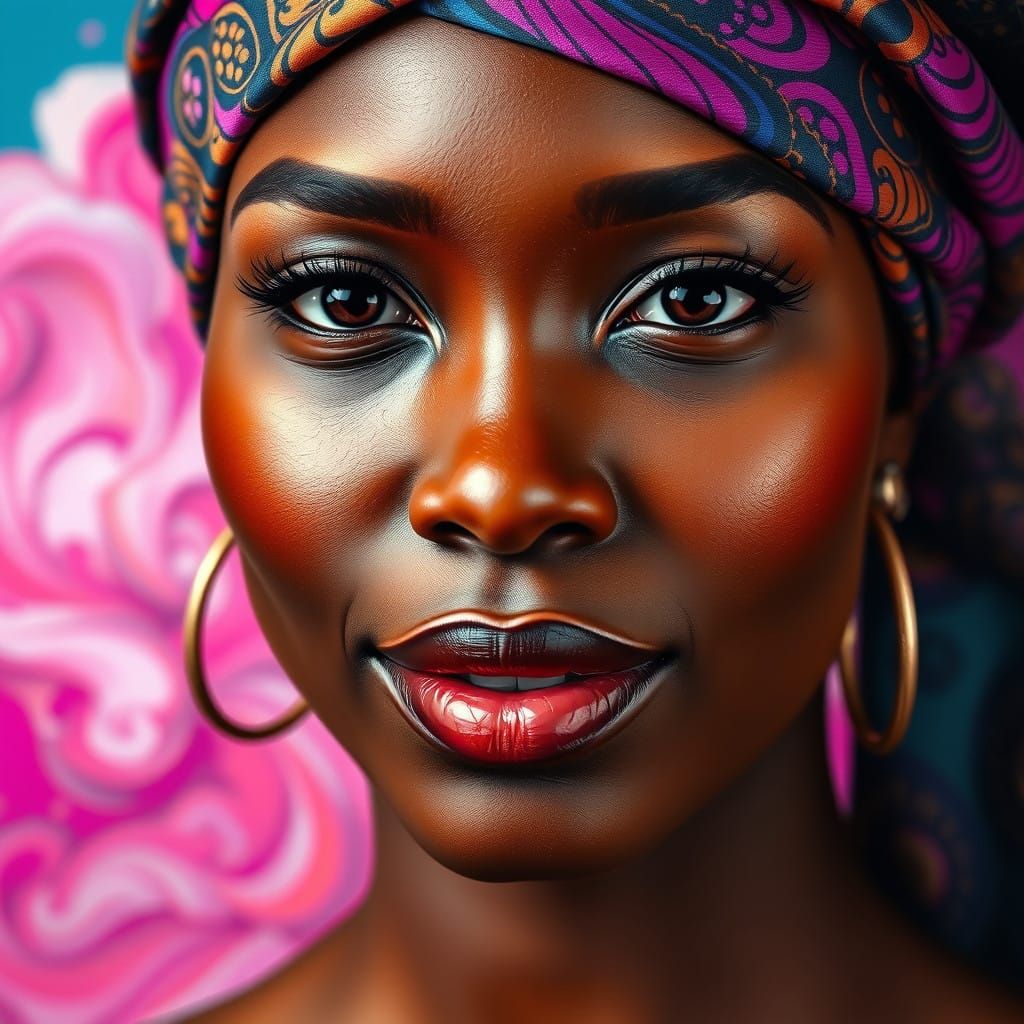 Regal African Beauty Shines in Hyper-Realistic Portrait