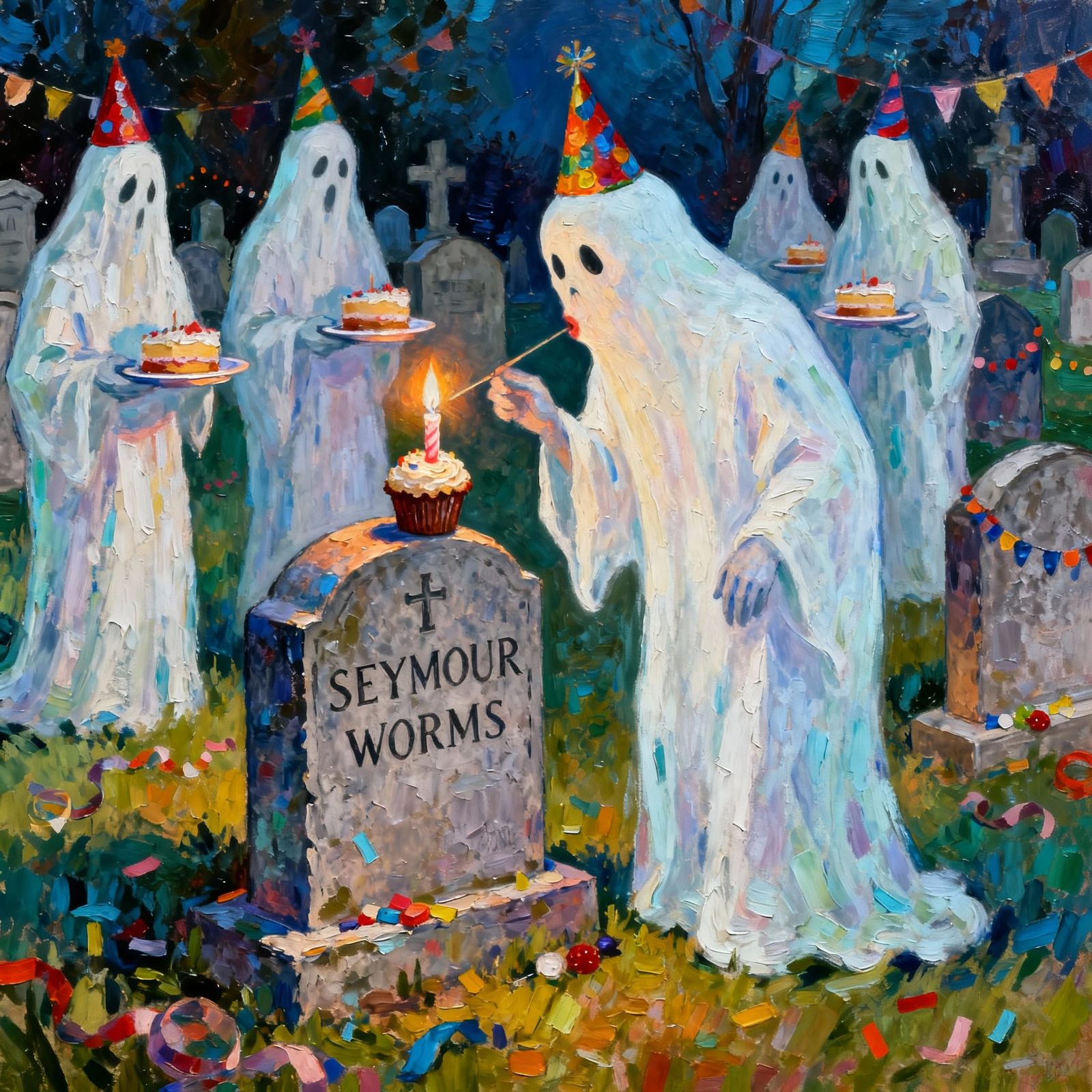 Ghost's Spooky Birthday Bash in Cemetery