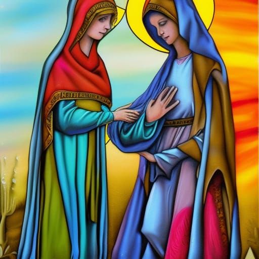Mary and Elizabeth Visitation: Graffiti Street Art