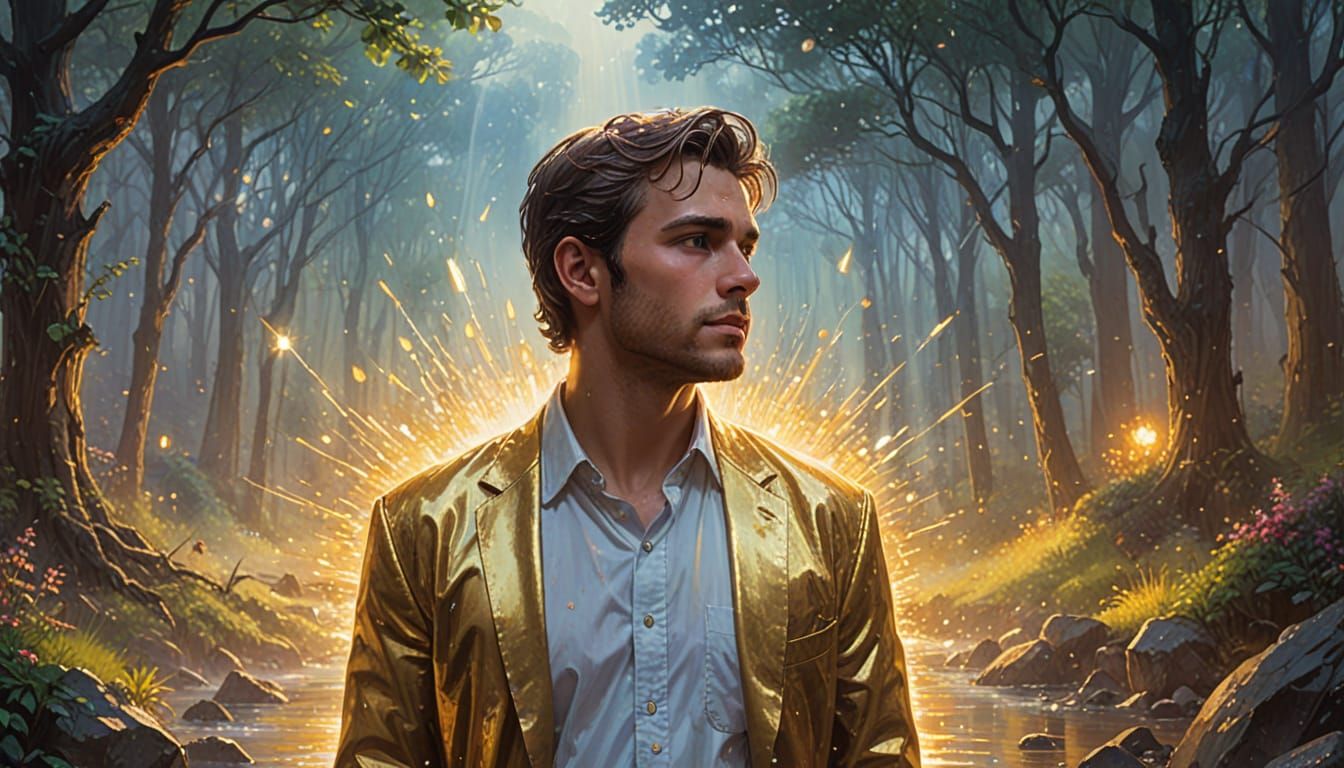 Ethereal Gentleman in Golden Radiance