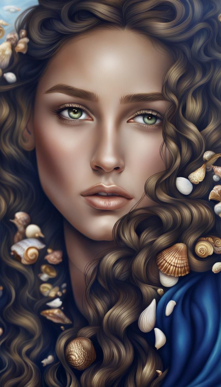 Hyperrealistic Greek Goddess in Ocean Setting