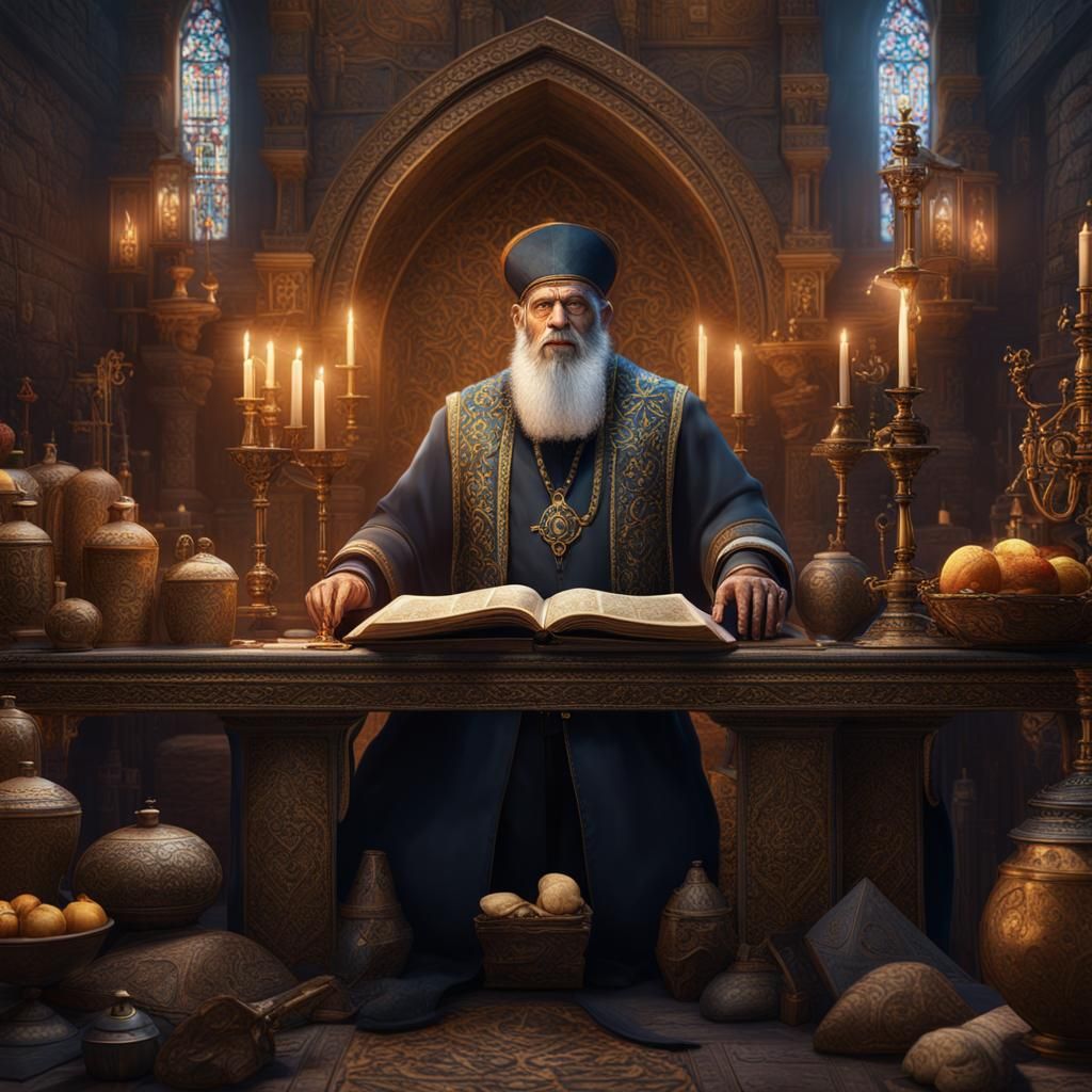 Detailed Matte Painting of Rabbi Shach