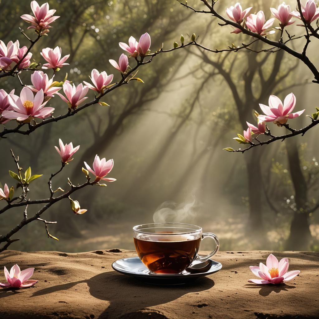 Summer Landscape Reflected in Tea Cup