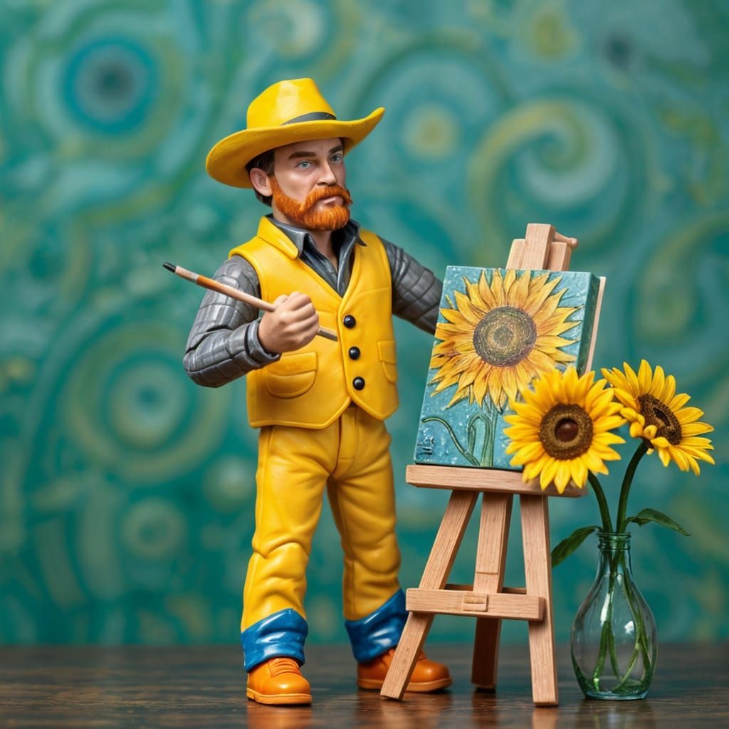 Vincent Van Gogh Action Figures in Whimsical Artistic Settin...