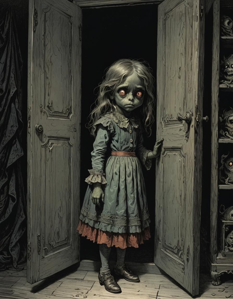 A little dead girl looking around...