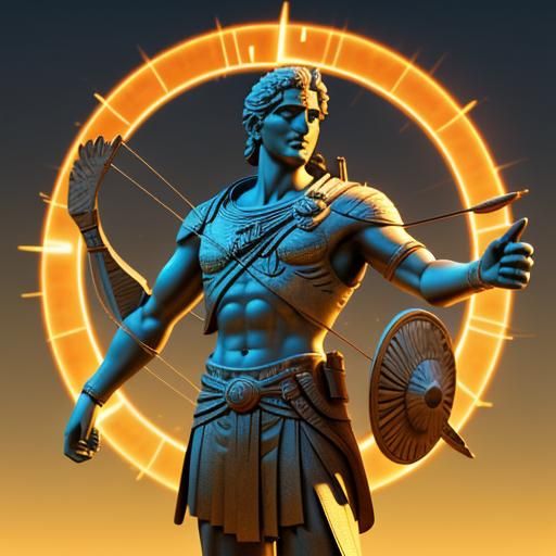 Apollo, God of Sun and Archery: 3D Digital Art