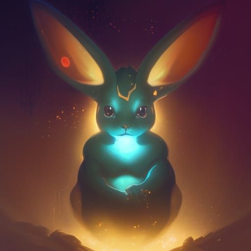 Raichu Umbreon Fusion in Dark Fantasy Style
