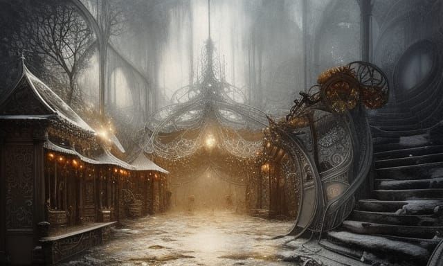 Decayed Amusement Park in Winter