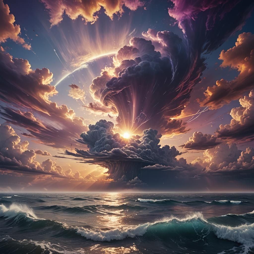 Epic Sky Meets Ocean Digital Painting