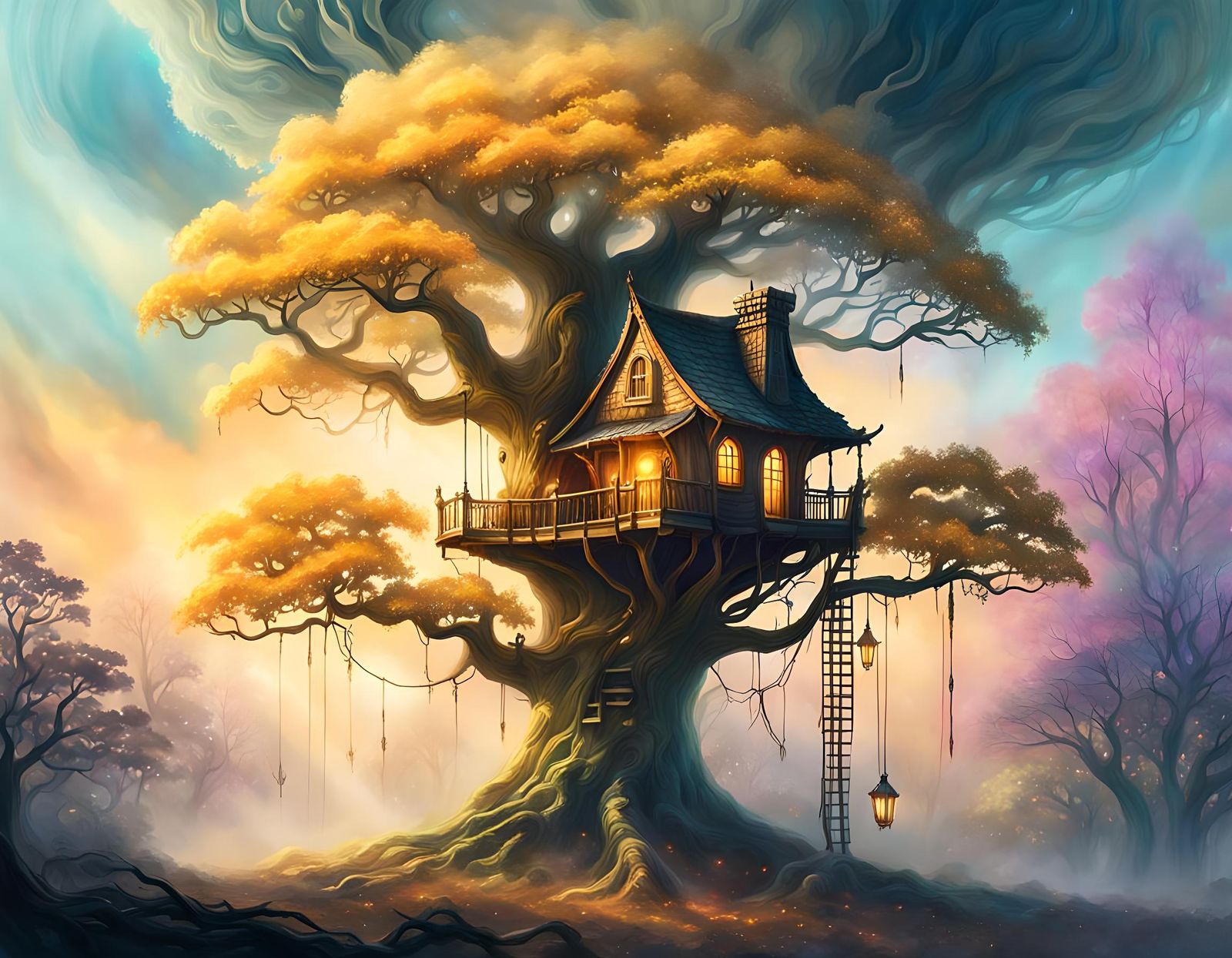 Surreal Faerie Treehouse in Dreamscape Concept Art