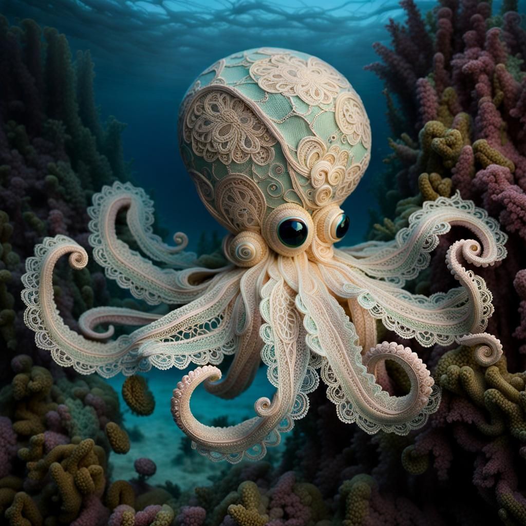 Pastel Lace Octopus Underwater Macro Photograph
