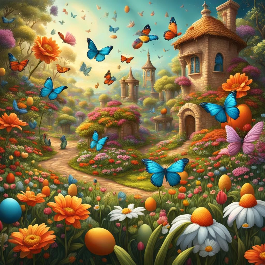 Joyful Easter Egg Hunt in Enchanted Spring Garden