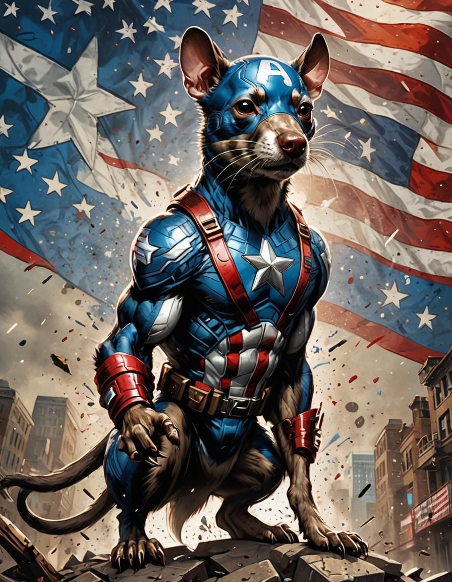 Ghetto Fabulous Rat-Dog as Captain America: Splash Art