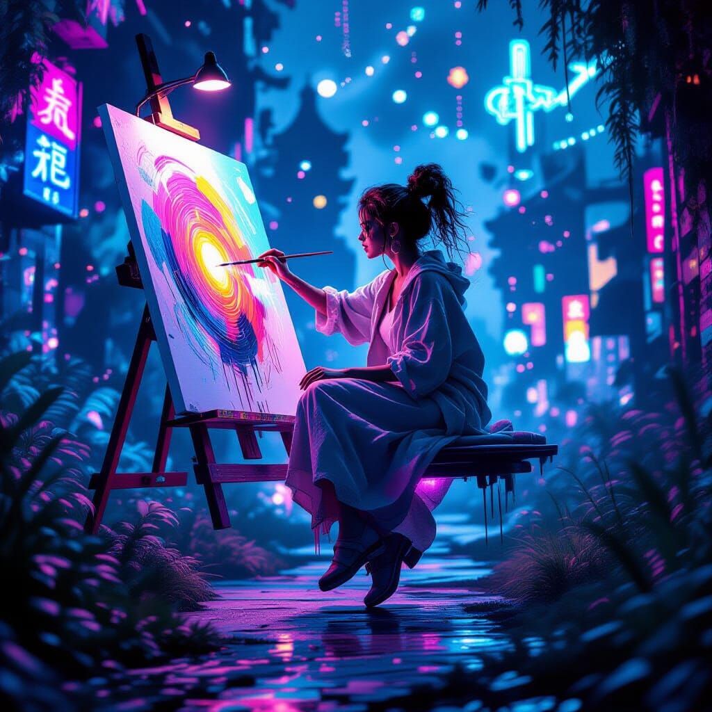 Cyber Artist Glides Through Surreal Landscapes