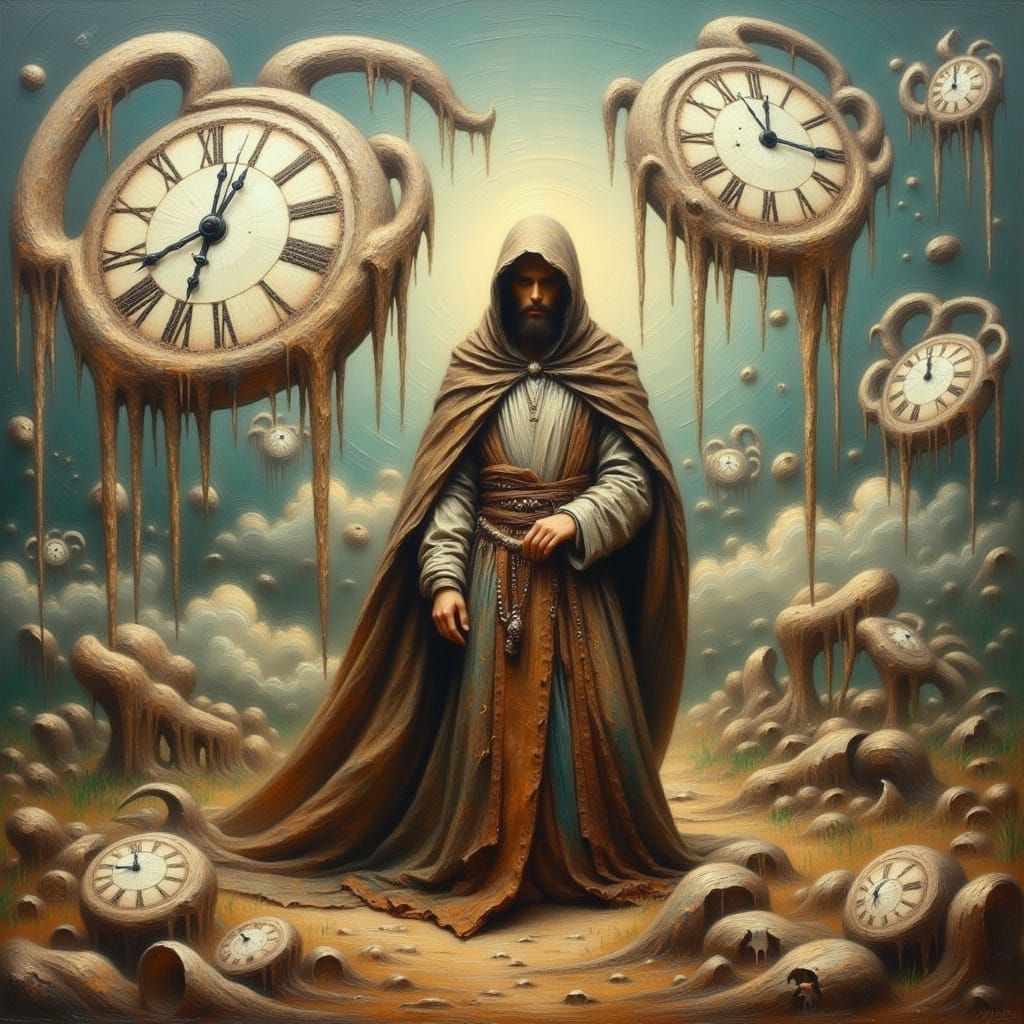 Surrealist Pilgrim Amidst Warped Time with Salvador Dali-Ins...