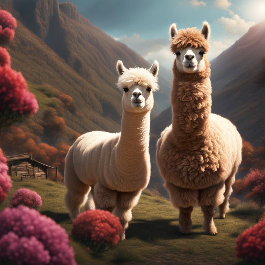 Adorable Alpaca in Epic Cinematic Digital Painting