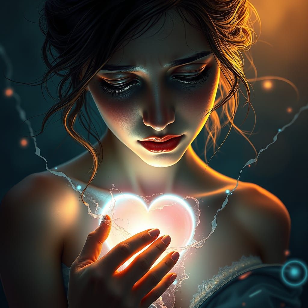 Shattered Heart in Ethereal Light