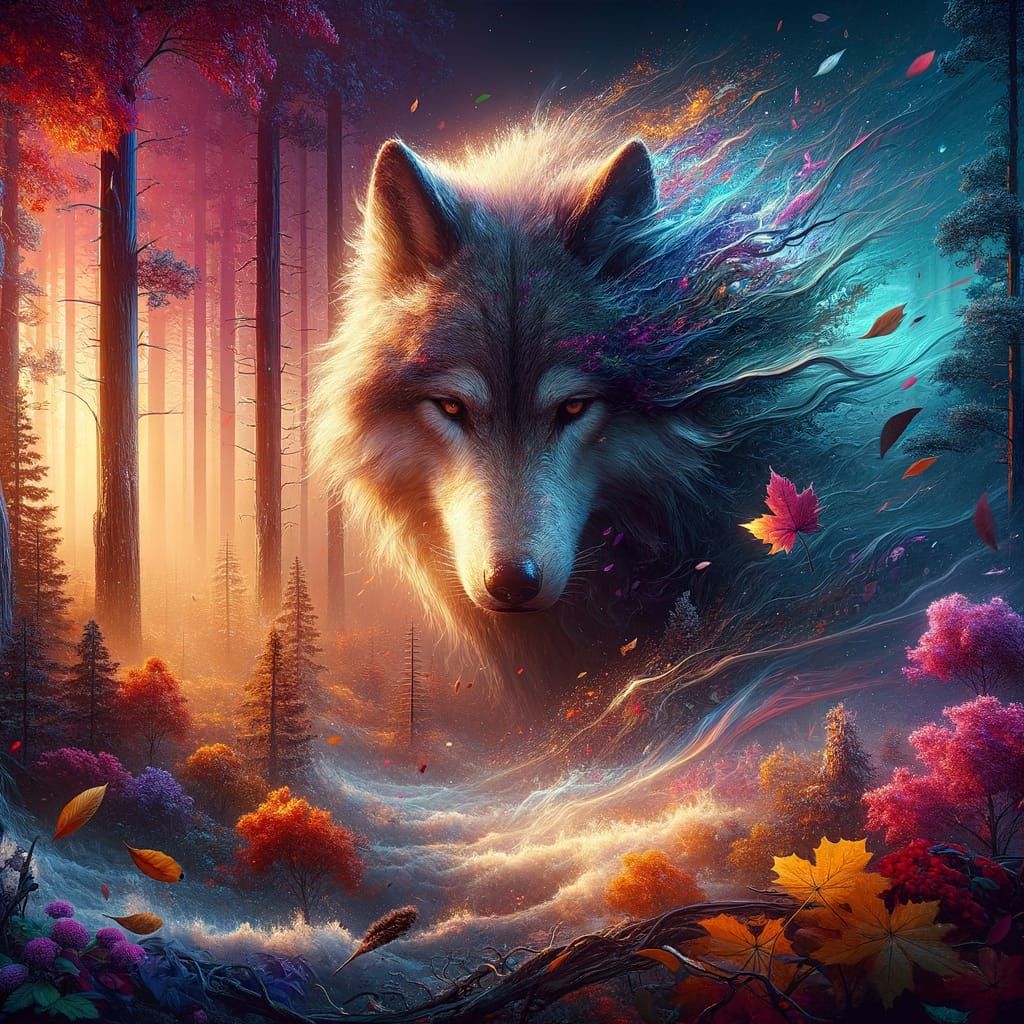 Depressed Wolf in Dramatic Digital Matte Painting