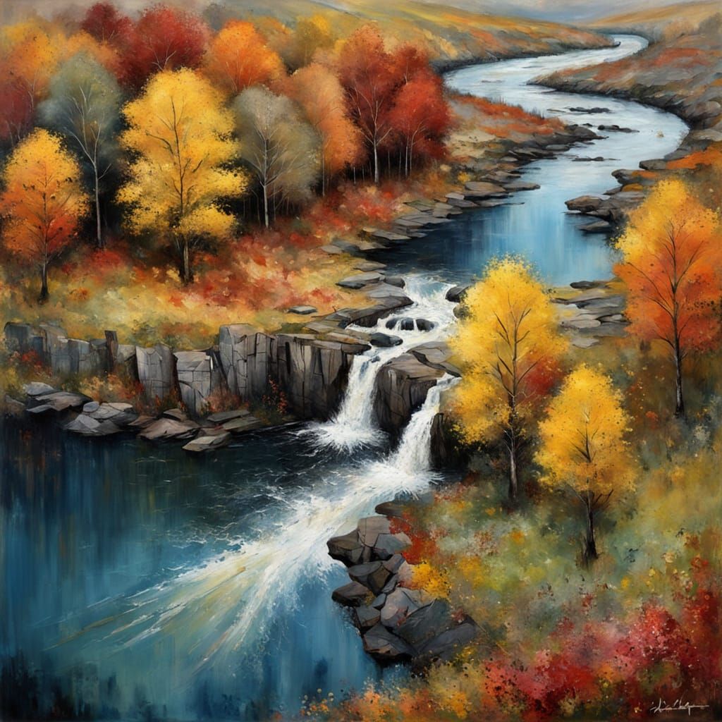 Vibrant Autumn Landscape in Expressionist Impasto Style