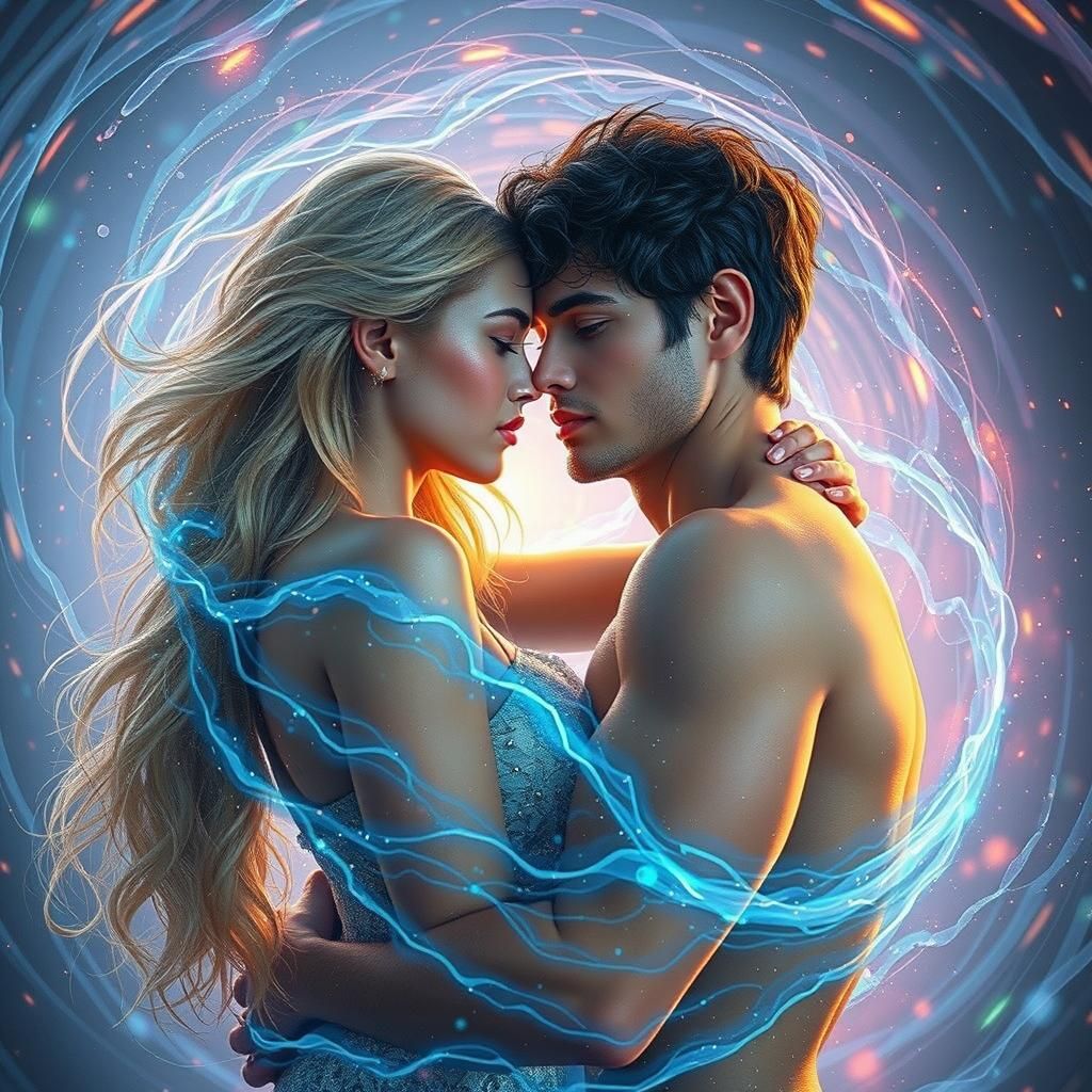 Ethereal Embrace in Fantasy Landscape, Digital Matte Paintin...