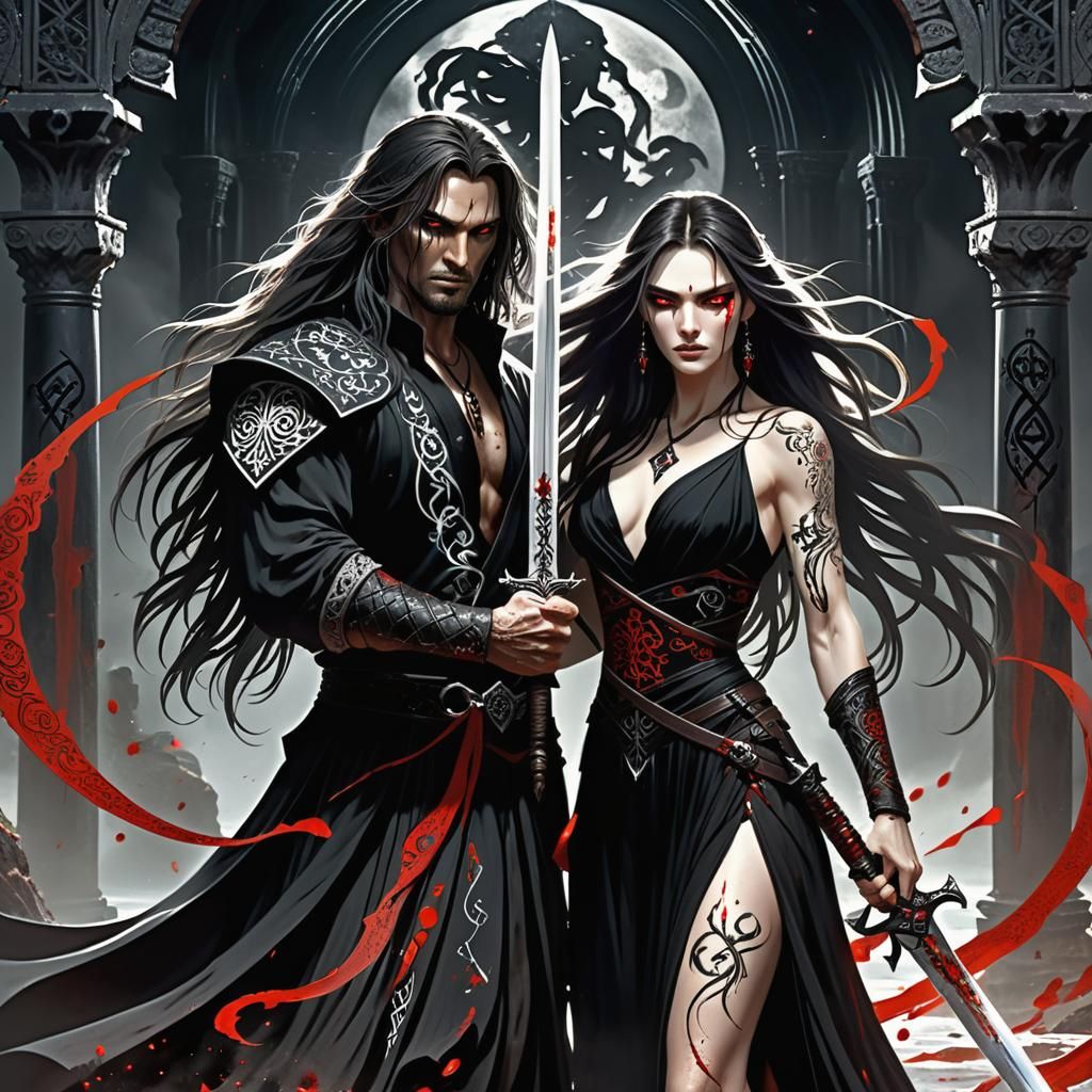 Mysterious Warrior Emerges Amidst Ruins in 3D Anime Style