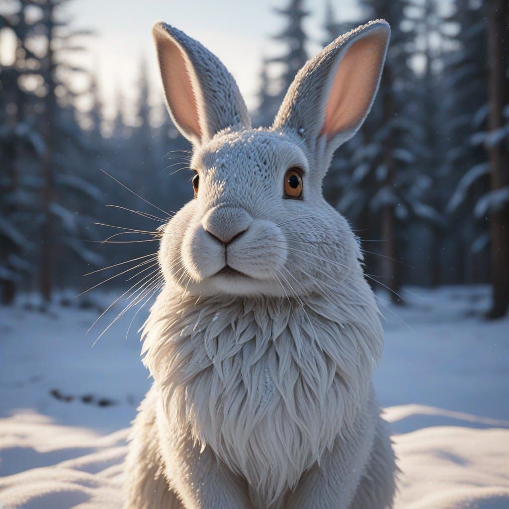 Winter Wonderland Rabbit in Golden Light