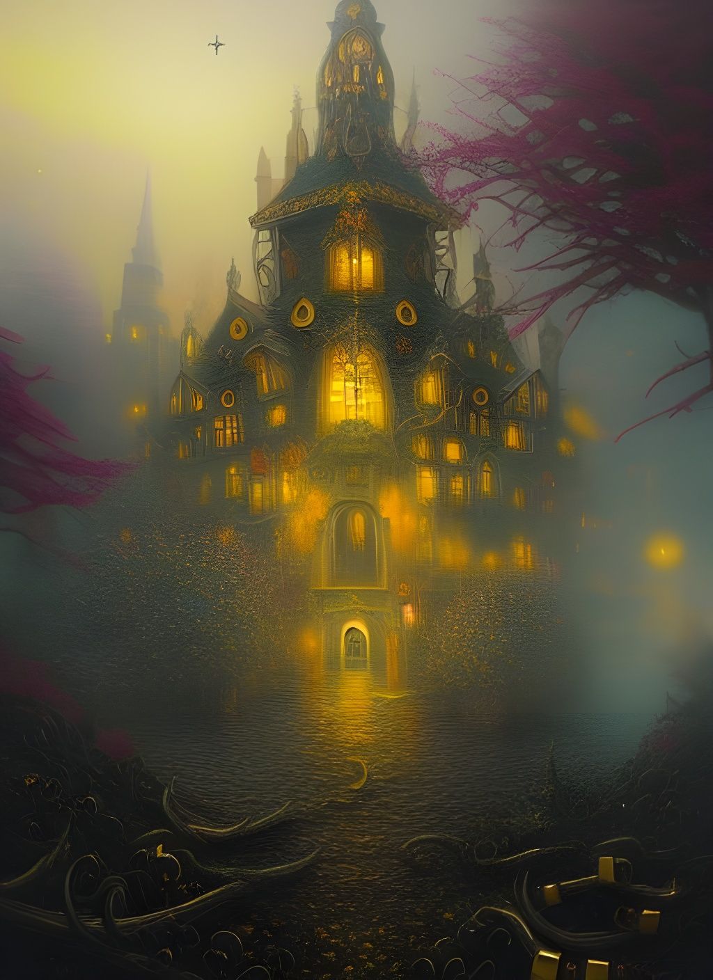 Golden Demon in Abandoned City: Ethereal Fantasy