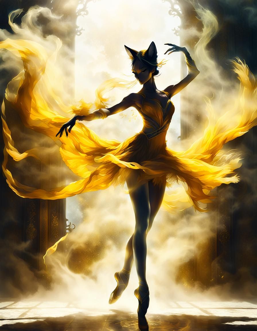 Enticing Fox Dancer in Anime Style