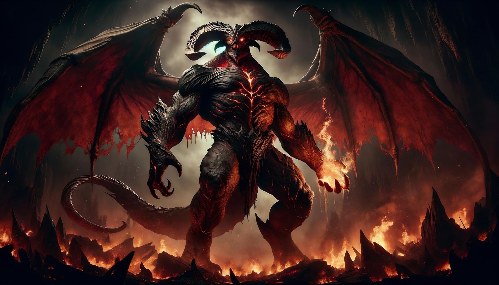 Fiery Balor Demon in Dark Fantasy Underworld