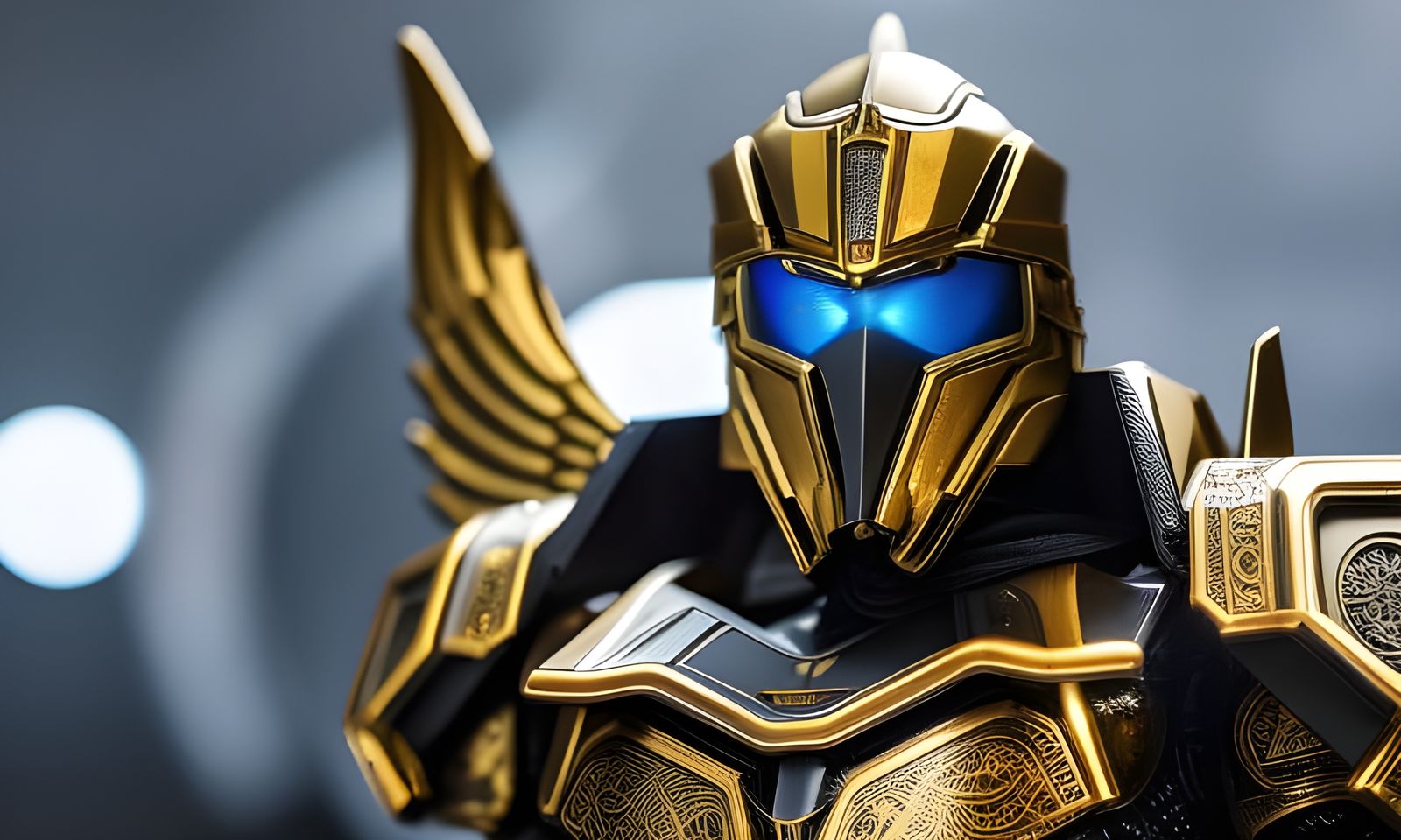 Cyberpunk Knight in Mechanical Armor with Filigree