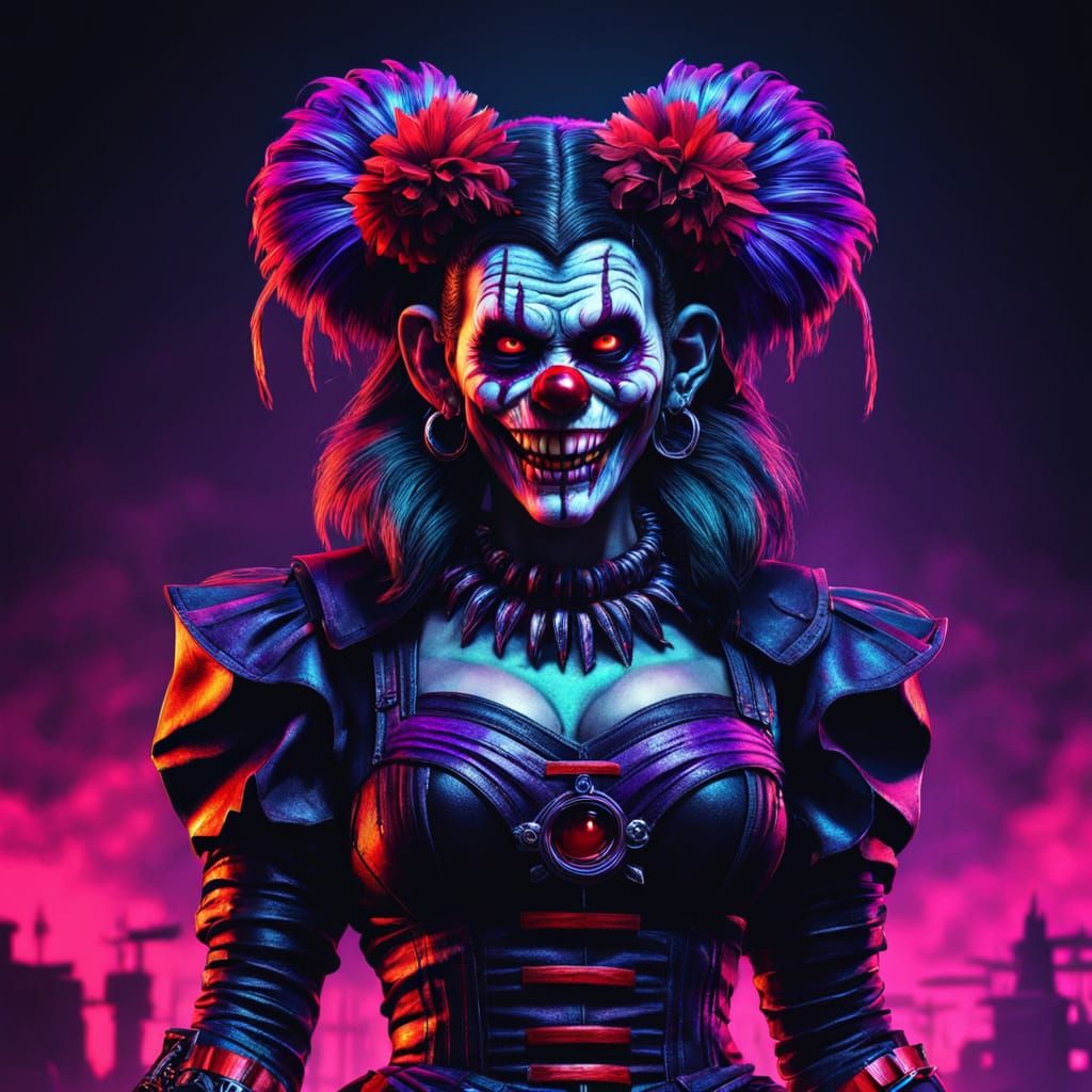 Neon Princess Zombie Monkey Monster Clown in Triadic Hues