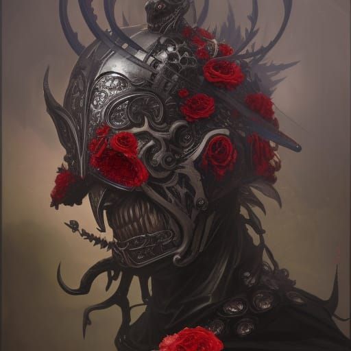 Gothic Demon Lord in Crimson Garden