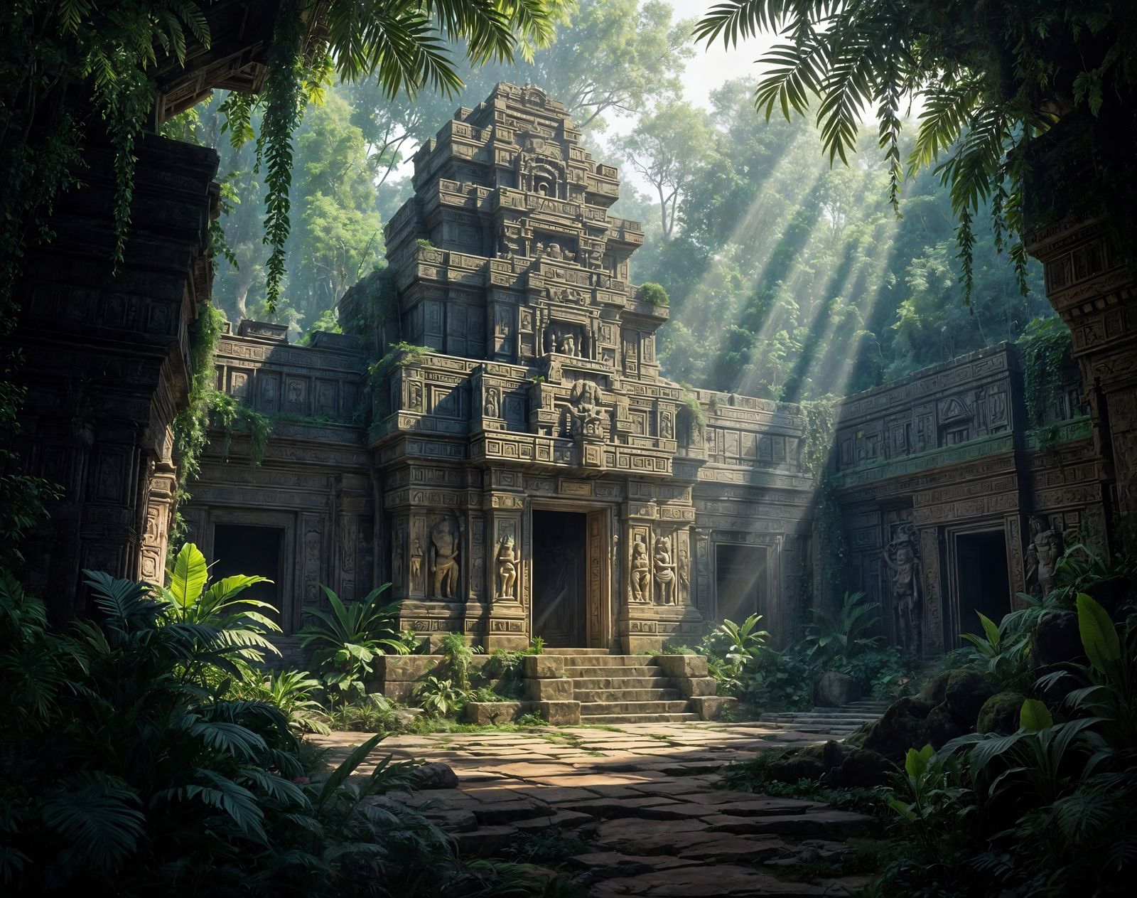 Jurassic Jungle Temple: Digital Matte Painting