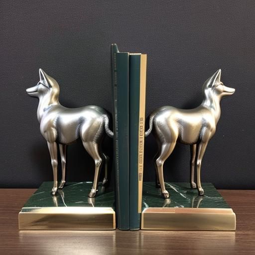 Art Deco Animal Bookends in Silvered Bronze