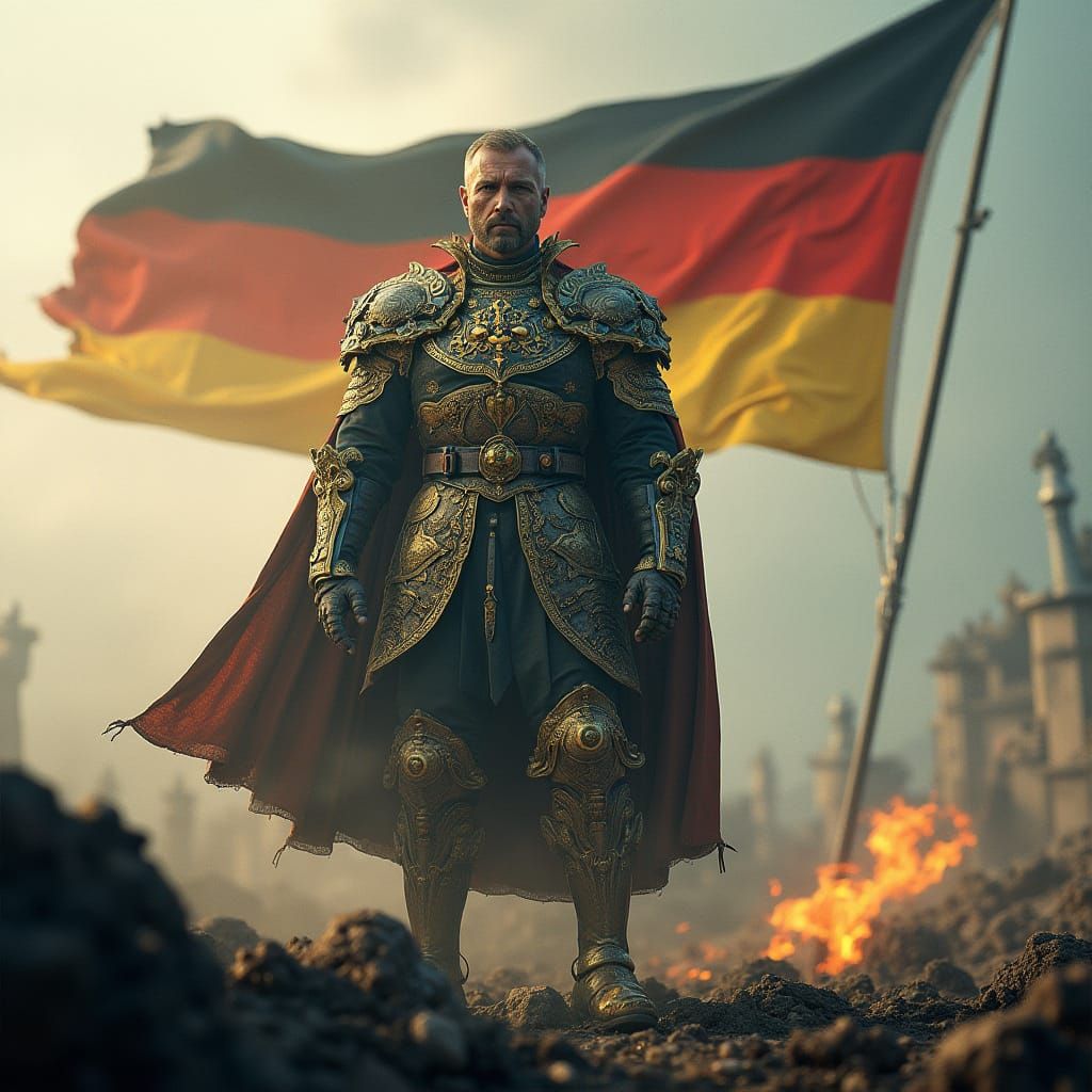 Futuristic Kaiser Commands German Forces on Dystopian Battle...